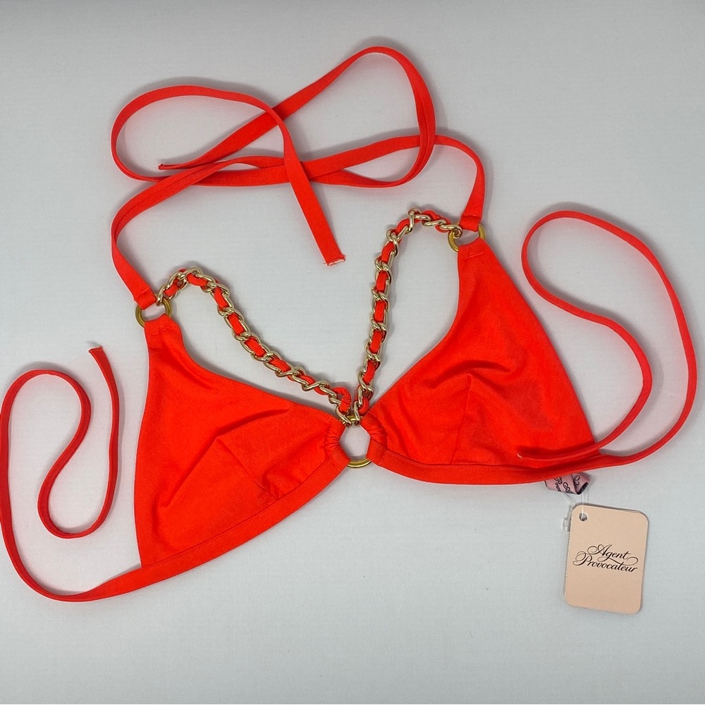 Agent Provocateur Harper Coral Chain Bikini Top AP2 Small NWT $200 - Picture 1 of 11
